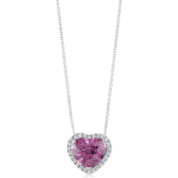 Platinum Pink Garnet/Diamond Pendant