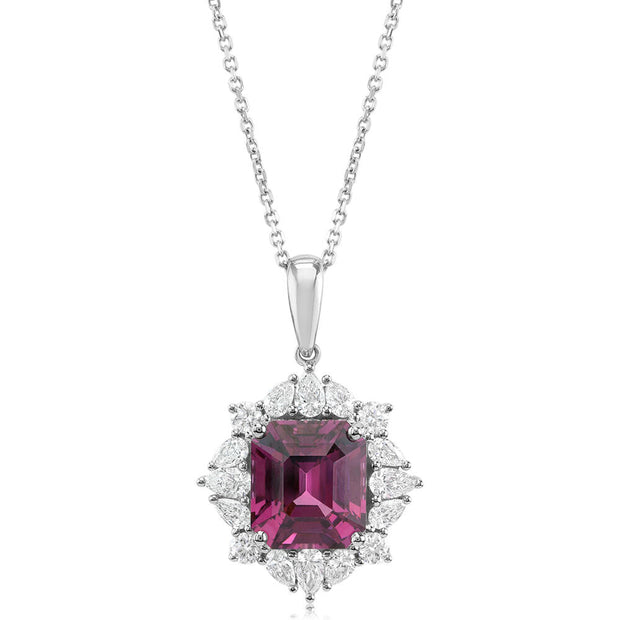 Platinum Pink Garnet/Diamond Ring