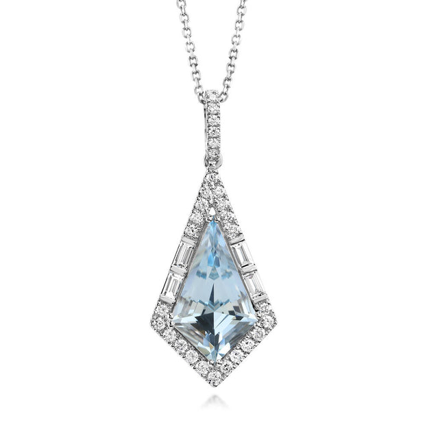 Platinum Aquamarine/Diamond Pendant