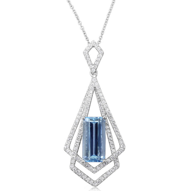 Platinum Aquamarine/Diamond Pendant