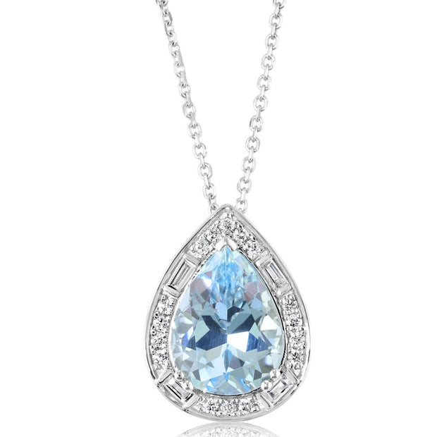 Platinum Aquamarine/Diamond Pendant
