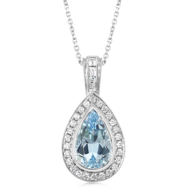 Platinum Aquamarine/Diamond Pendant
