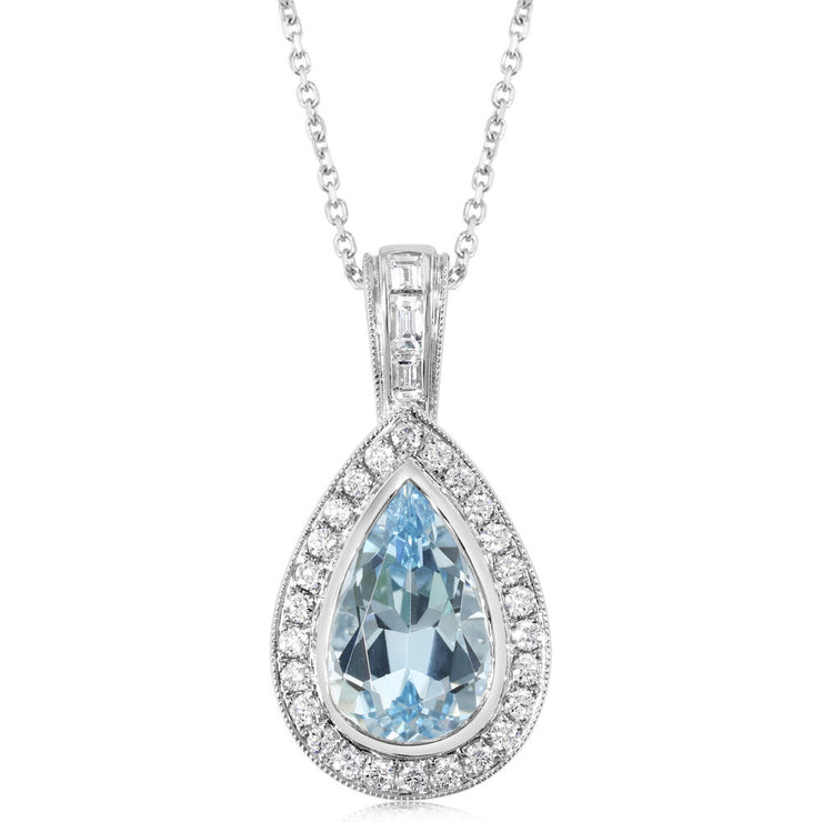 Platinum Aquamarine/Diamond Pendant