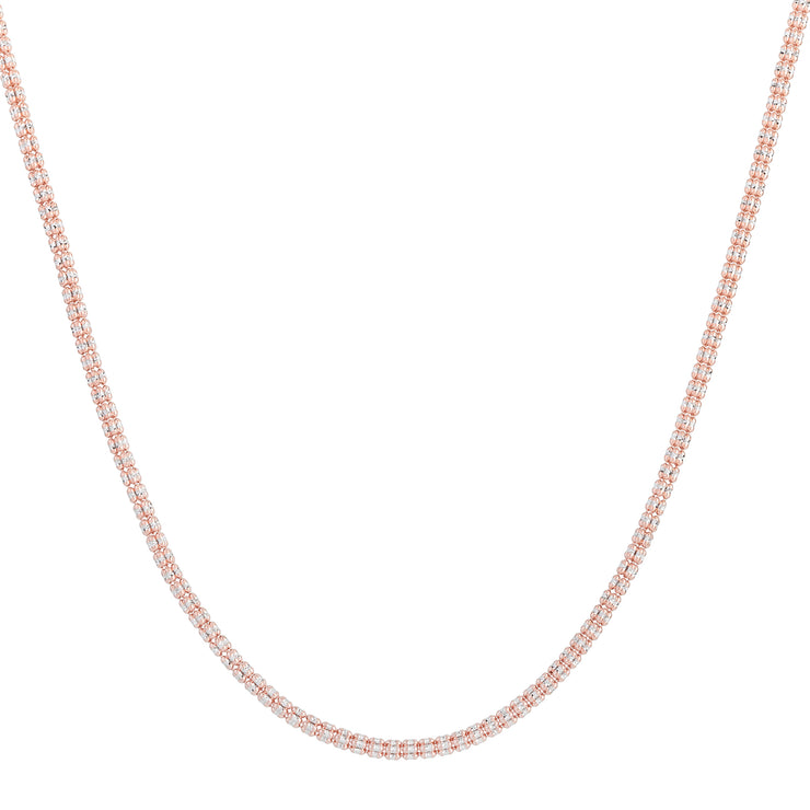14K Rose 3.3mm Two-Tone Fancy Ice Chain