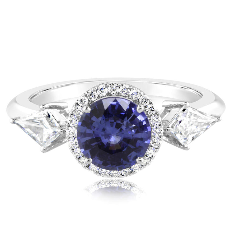 Platinum Ceylon Sapphire/Diamond Ring