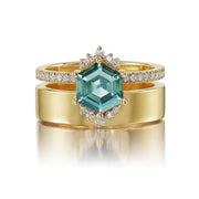 18K Yellow Gold Montana Sapphire/Diamond Cigar Band Ring