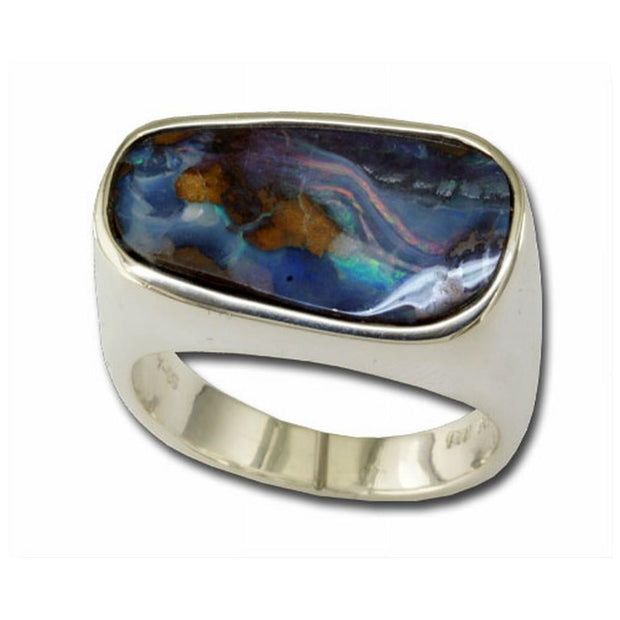 Sterling Silver Boulder Opal Ladies Ring
