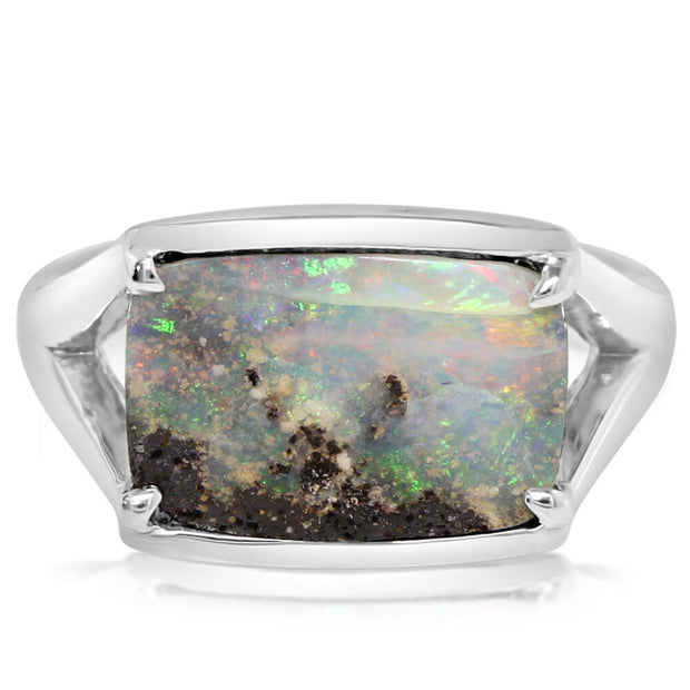 Silver Australian Boulder Opal Ring