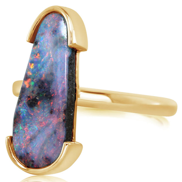 Silver Australian Boulder Opal Ring