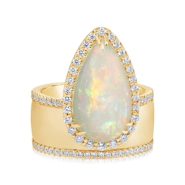 18K Yellow Gold Brazilian Opal/Diamond Ring