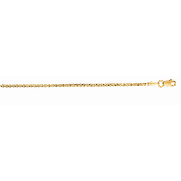 14K Gold 1.3mm Lite Round Box Chain