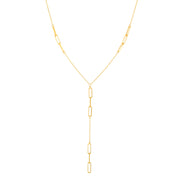 14K Gold Paperclip Lariat Necklace