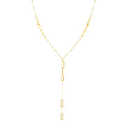 14K Gold Paperclip Lariat Necklace