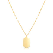 14K Gold Tag with Mirror Chain