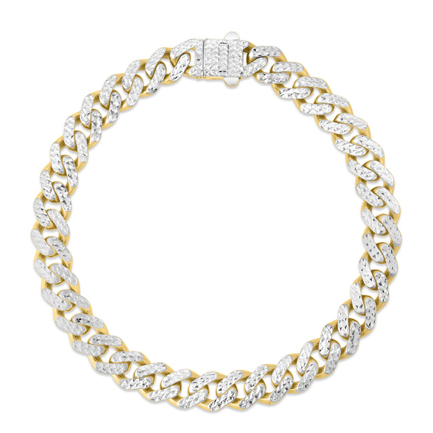 14K 8mm White Pave Lite Miami Cuban Chain