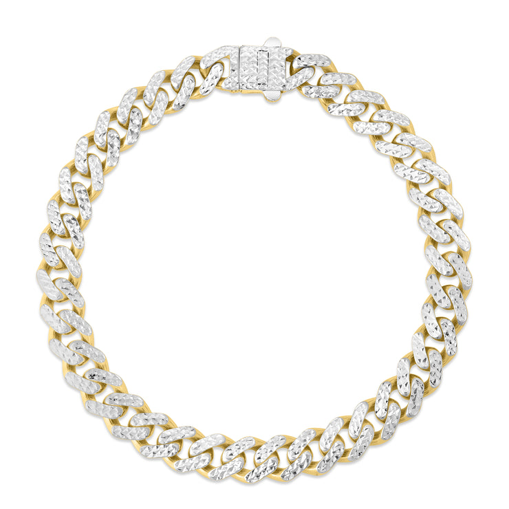 14K 8mm White Pave Lite Miami Cuban Chain