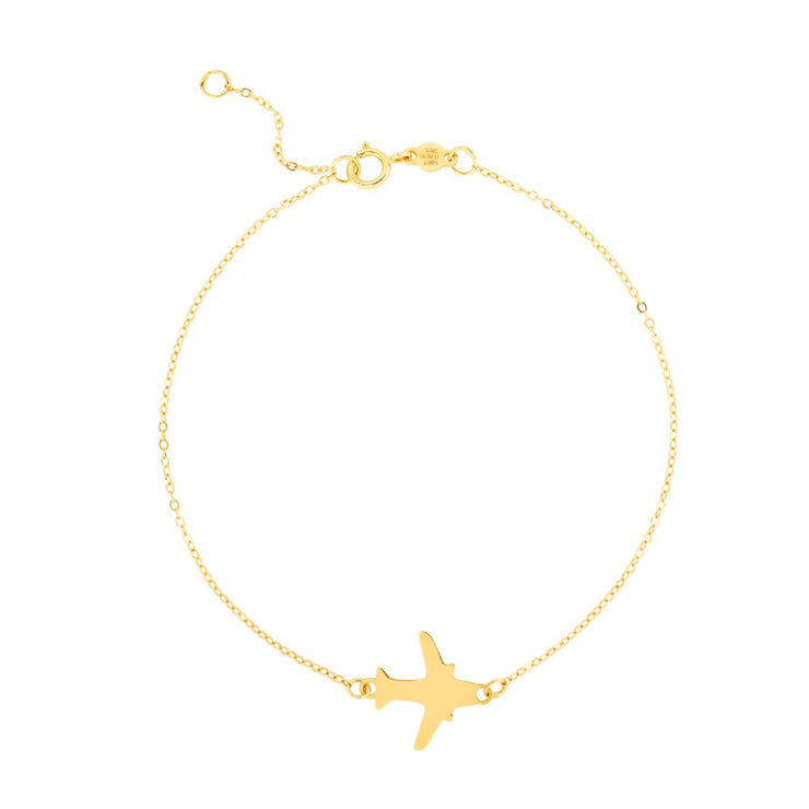 14K Gold Polished Airplane Bracelet