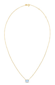 14K Gold Emerald Cut Blue Topaz Necklace