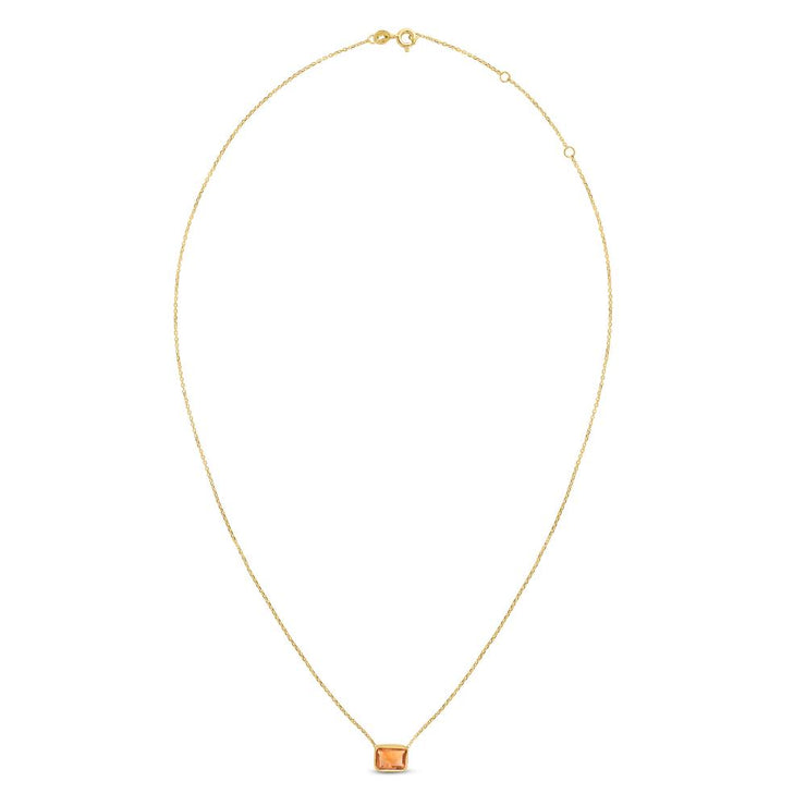 14K Gold Emerald Cut Citrine Necklace