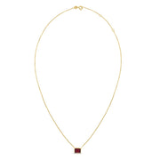 14K Gold Emerald Cut Garnet Necklace