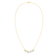 14K Gold Blue and White Topaz Dancing Drop Necklace