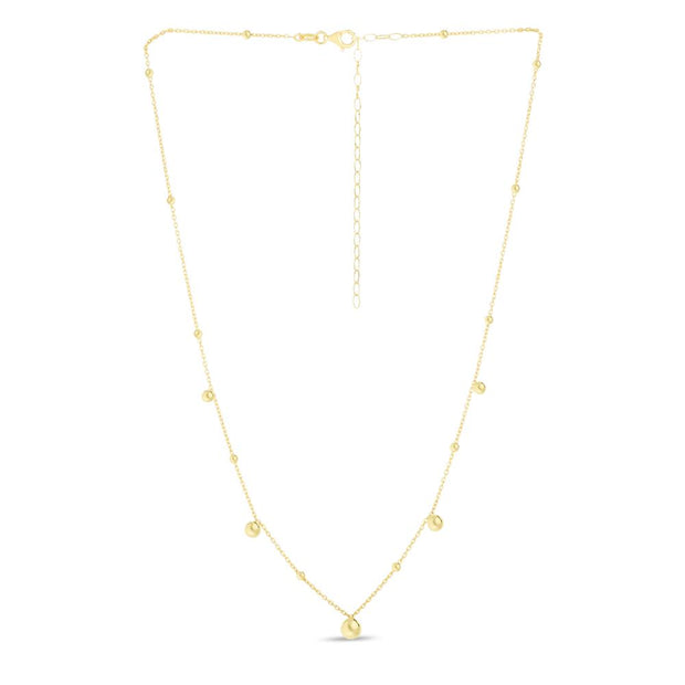14K Gold Bead Station Necklace