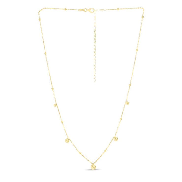 14K Gold Bead Station Necklace