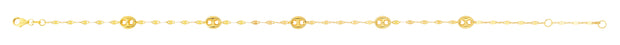 14K Gold Mirror Chain and Puffed Mariner Station Anklet