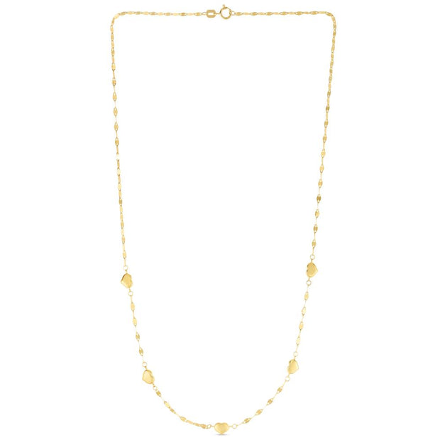 14K Heart Station Necklace