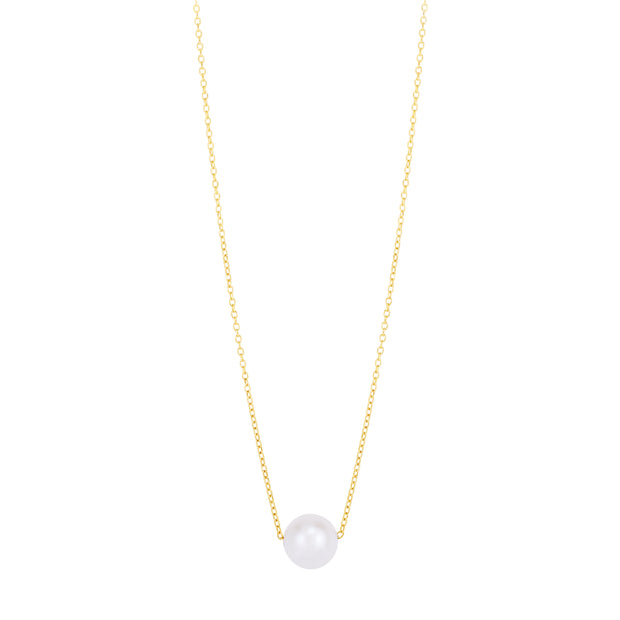 14K Pearl Necklace Solitaire