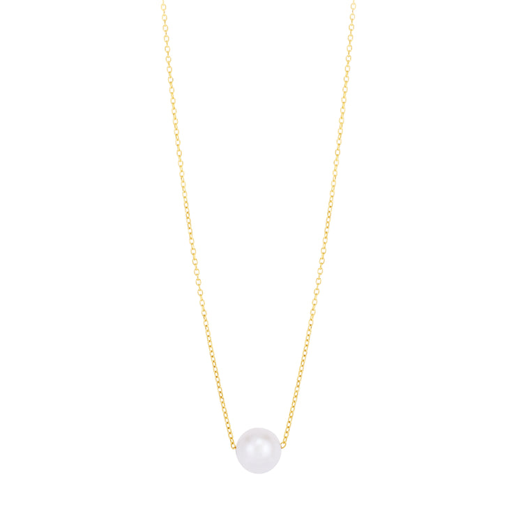 14K Pearl Necklace Solitaire