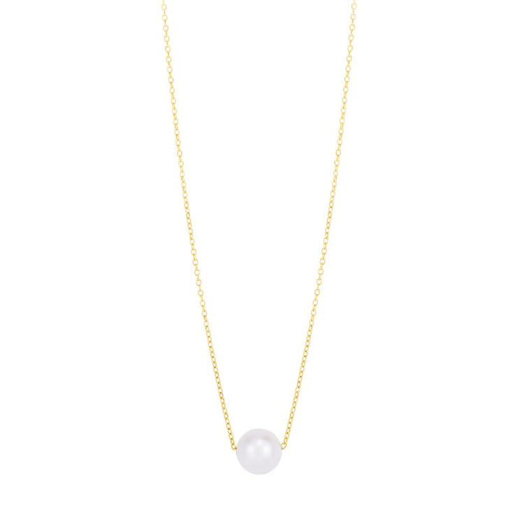 14K Pearl Necklace Solitaire