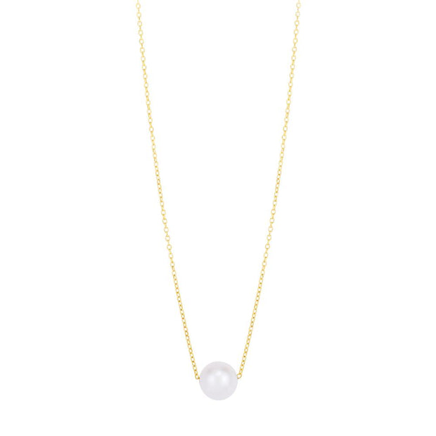 14K Pearl Necklace Solitaire