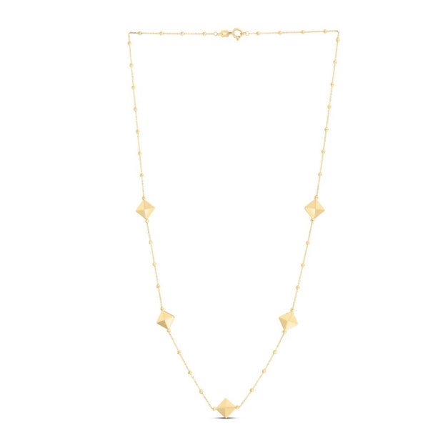 14K Gold Pyramid Station Necklace