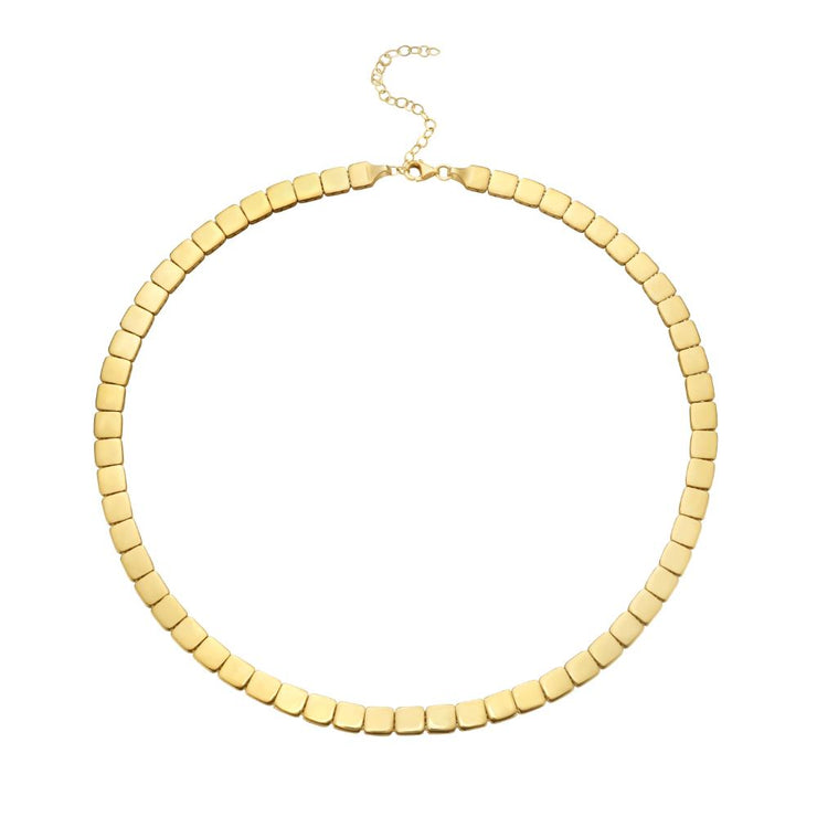 14K Gold Cube Link Necklace