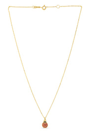 14K Gold Ladybug Enamel Necklace