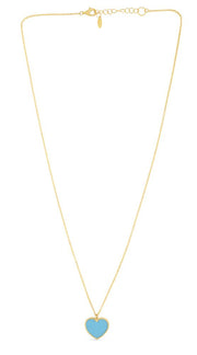 14K Gold Turquoise Paste Heart Necklace