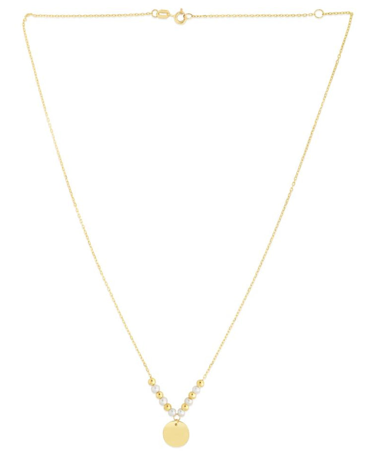 14K Gold & Pearl Pallina Disc Necklace