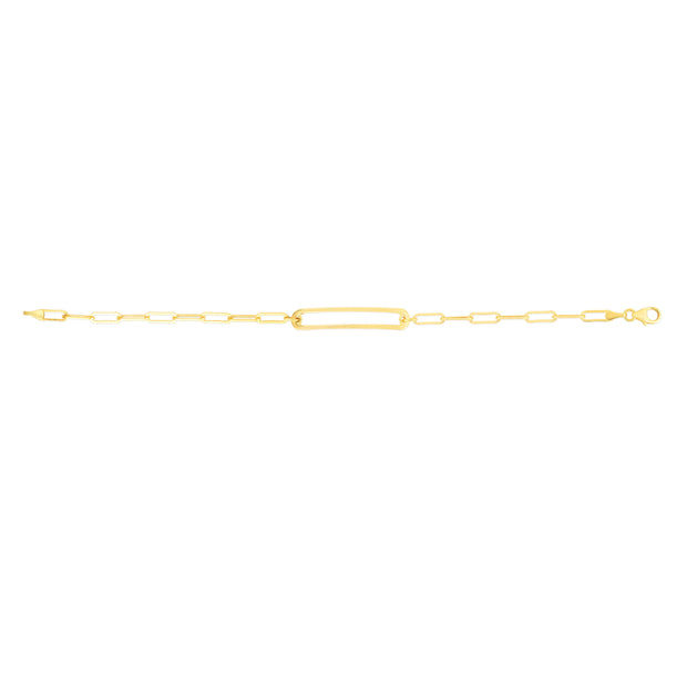14K Paperclip Curved Open Bar Necklace