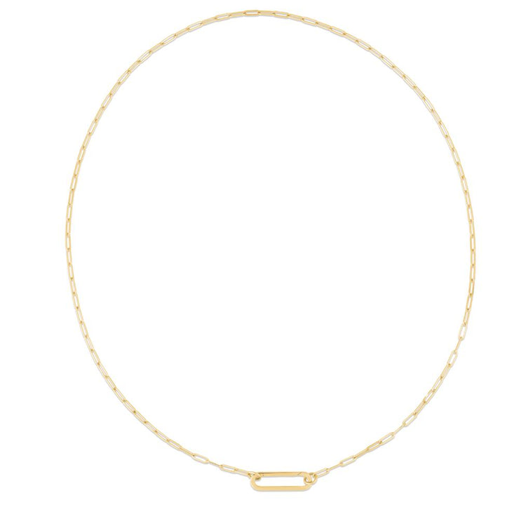 14K Elongated Link Push-lock Necklace