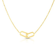 14K Gold Polished Interlocking Rectangles Necklace