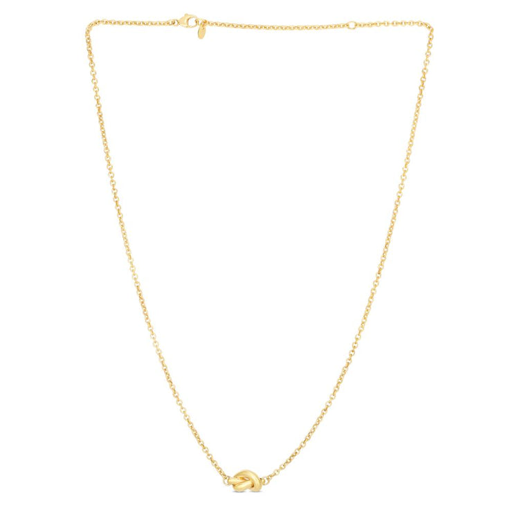 14K Gold Polished Puffed Love Knot Necklace