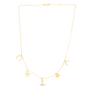 14K Gold Trend Charm Dangle Necklace