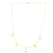14K Gold Trend Charm Dangle Necklace