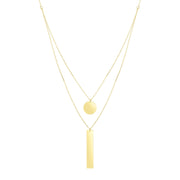 14K Gold Polished Circle & Bar Multi-Strand Necklace