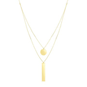 14K Gold Polished Circle & Bar Multi-Strand Necklace