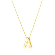 14K Gold Block Letter Initial A Necklace