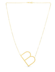 14K Gold Large Initial B Necklace
