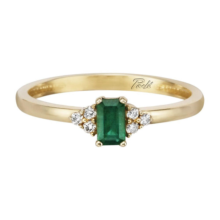 14K Yellow Gold Emerald/Diamond Ring