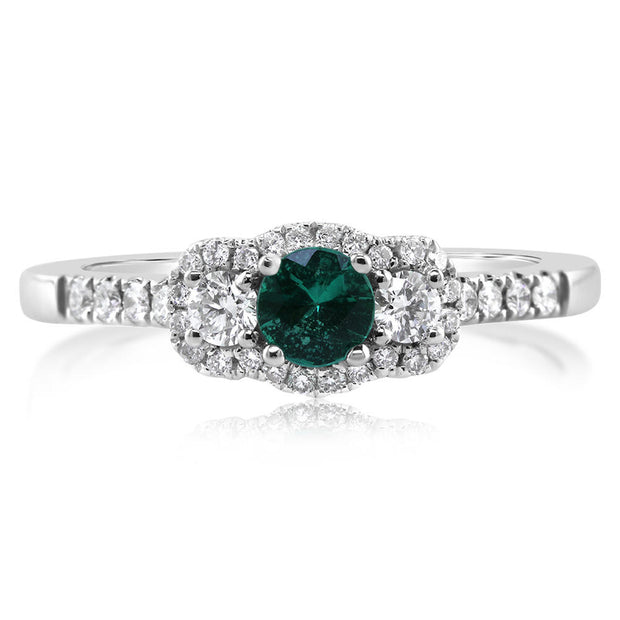 14K White Gold Emerald/Diamond Ring